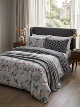 Comforter set 6 pieces grey and orange petals