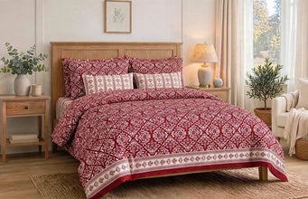 Bedsheet 5 piece red damask