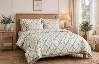 Bedsheet 5 pieces green floral