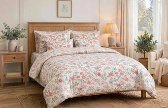 Bedsheet 5 piece peach soft blooming flowers