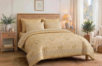 Comforter 6 pieces mustard floral with dedicated white