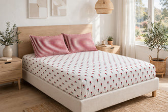 Bedsheet 5 pieces red tulips