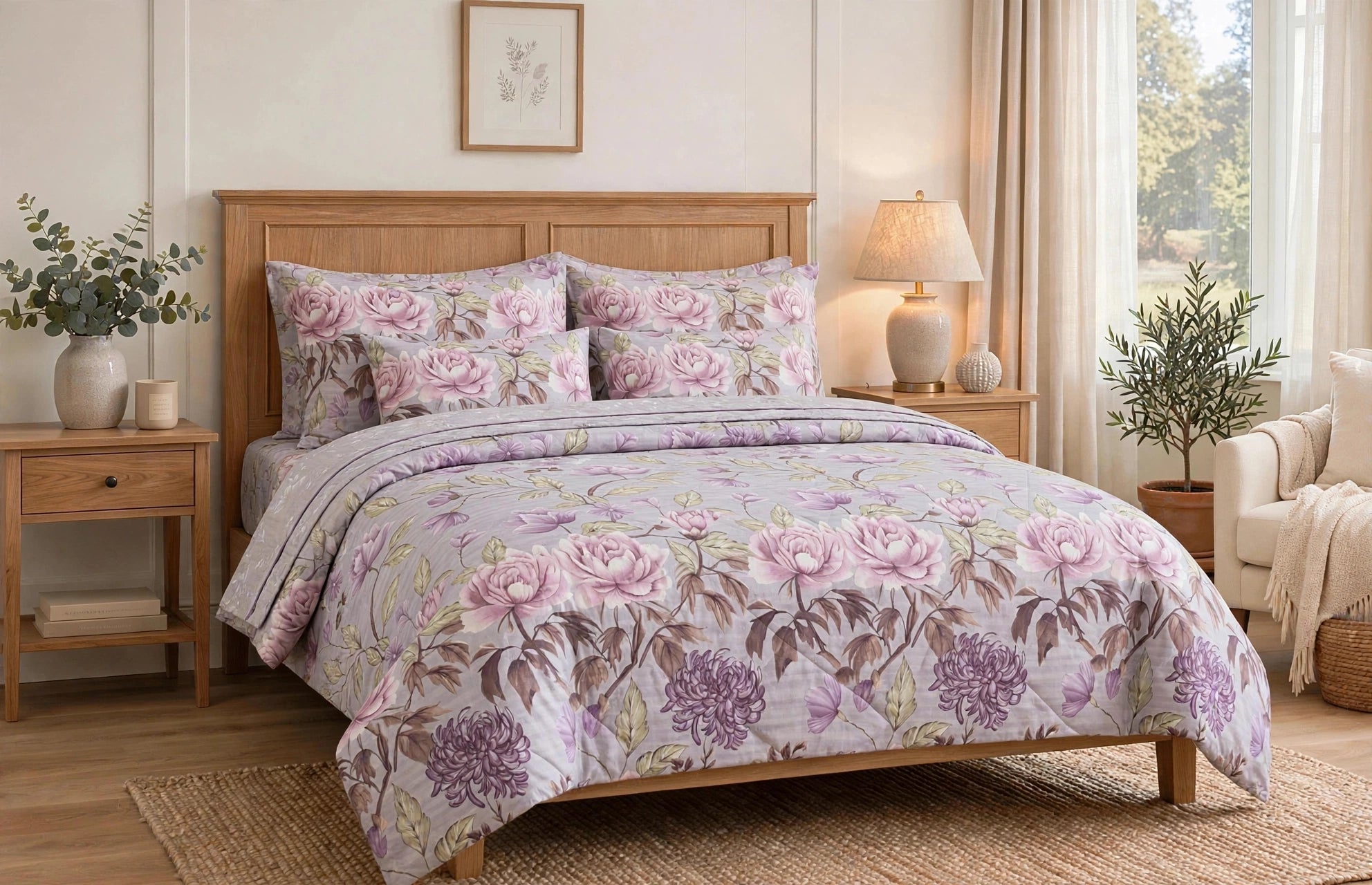 Comforter Set 8 piece soft grey