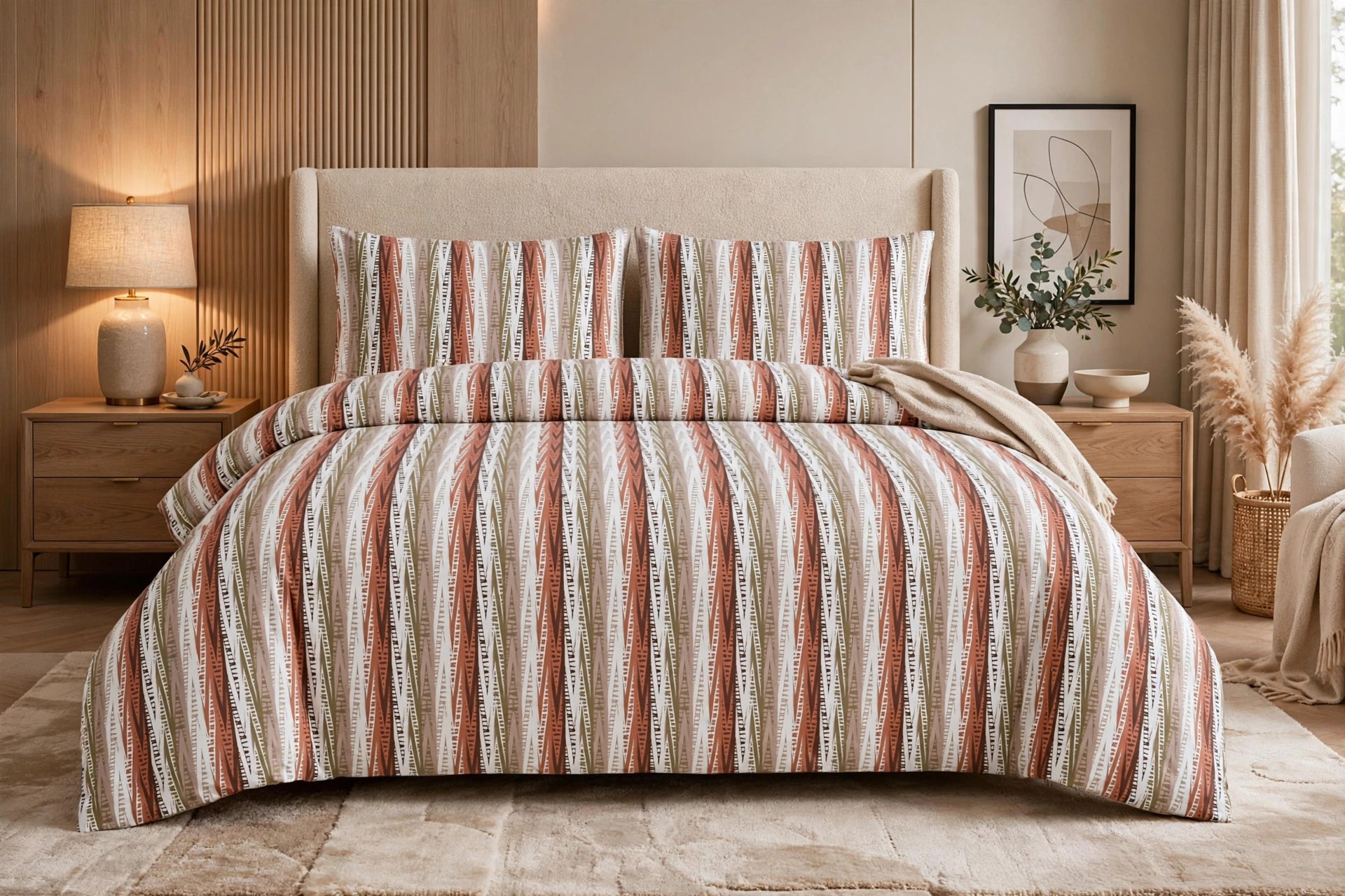 Comforter set 6 piece orange strips