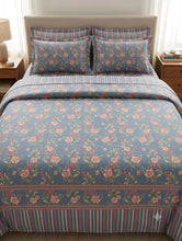 Bedsheet 5 piece dusty blue peach roses vine
