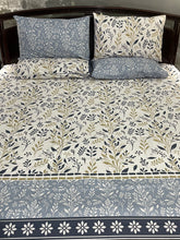 Bedsheet 5 piece blue leaves
