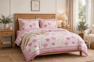 Bedsheet 5 pieces pink flowers